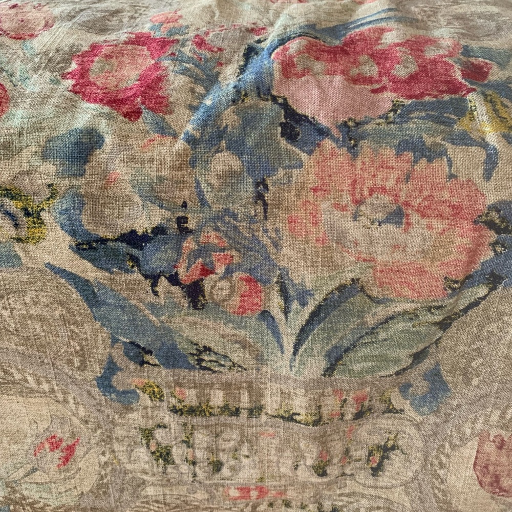 2 and 1/2 yards plus remnant of 30 by 27 inches of Waverly upholstery fabric.